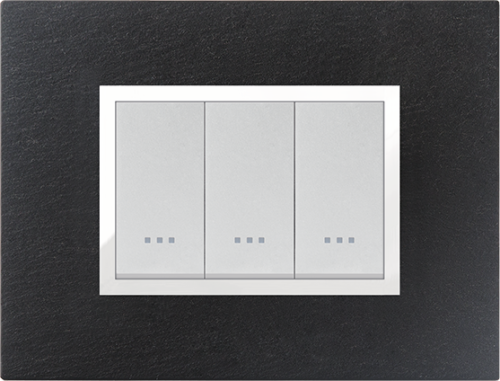 Plaque cache alpha stiel Prestige Ardoise 3 interrupteurs modules