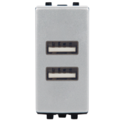 7096 prise chargeur usb double 2 sorties Alpha stiel module gris